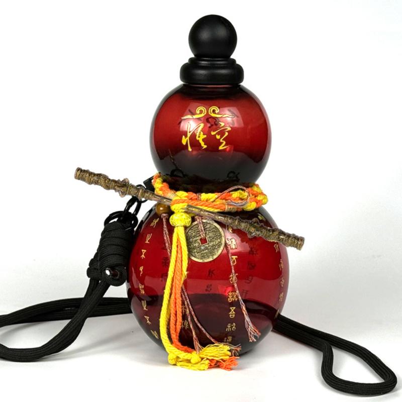 28oz (850mL) Tritan Retro Reusable Gourd Water Bottle - BPA-Free, Leakproof, Portable, Backpack-Ready Hang Loop, Brush-Cleanable Interior, Straps-Included, Charm, DIY Stickers, Durable Home Supply Flask for Men