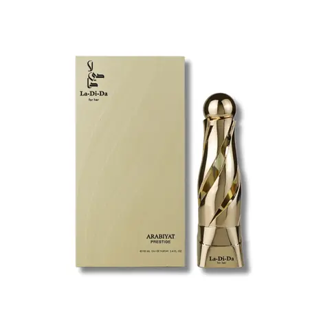 Arabiyat Prestige La Di Da Intense Luxury Chic Women's Alcohol-Based Eau De Parfum - 3.4 fl oz (3-3.9 fl oz) Amber Vanilla Perfume with Rich Ambergris Mix, Spicy, Fruity, Vanilla, Metallic Notes, Citrusy Resinous Facets, Clean Fresh Tenor for Adults