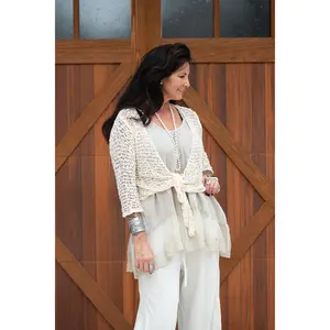 Popcorn Tie Up Sweater Cream O/S