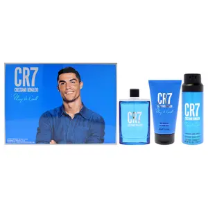 Play It Cool by Cristiano Ronaldo for Men - 3 Pc Gift Set 3.4oz EDT Spray, 5.1oz Shower Gel, 4.1oz Body Spray