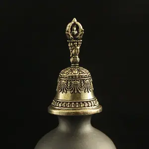 Vintage Tibetan Bell, Brass Small Bell, Desktop Ornament, Metal Bell, Decorative Item, Retro Style, Home Decoration, Feng Shui Symbol