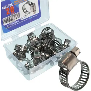 20PCS Hose Clamp Set 1/2-3/4'' 304 Stainless Steel Worm Gear Hose Clamps for Pipe, Intercooler, Plumbing, Tube and Fuel Line (1/2-3/4/13-19mm)