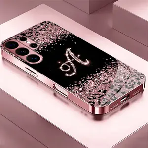 Suitable for [Galaxy S26 Ultra] Women's high-end phone case，electroplated glass phone cases,printed pattern; not a 3D diamond design.—big sale now on; choose from all 26 letters.YM99
