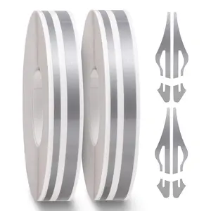 Car Pinstripe Tape, Pinstriping Automotive Tape, Vinyl Thin Fine Line , Motorcycle Boat, Racing Stripes DIY Stickers, 2 Rolls x 32Ft, Gray, 2 in 1 (1/5” Stripe+ 1/10" Gap+ 1/10” Streak)