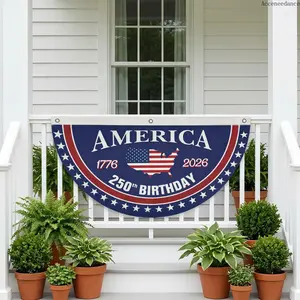 250Th Anniversary Patriotic Fan Banner, America 1776-2026 Semicircle Flag For Independence Day Yard Decor tiktokshopspringglowup