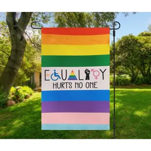 Equality Garden Flag  LGBTQ+ Pride Banner  Rainbow Design Inclusive Outdoor Decor Love Wins Yard Sign Hurt No One Statement UAG5