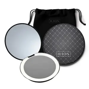 Ilios Lighting 1x & 10x Lighted Compact Mirror ideal for Makeup Touch Ups On-the-Go