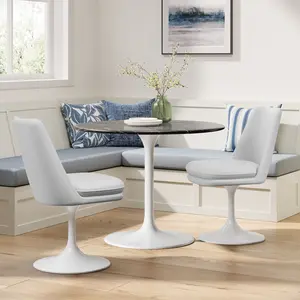 Lippa Vegan Leather Swivel Dining Chair in White White