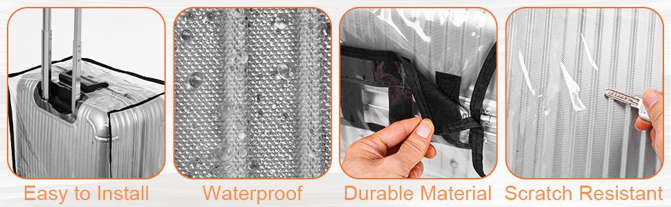 Waterproof Pvc Luggage Cover Set Includes 3 Transparent Luggage Covers and 3 Adjustable Luggage Straps, Suitable for 20, 24, and 28-Inch Suitcases.