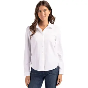 Cutter & Buck Advantage Tri-Blend Soft Pique Long Sleeve Knitted Womens Button Down