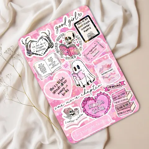 Cute Pink Cardstock Case Insert for Kindle | Book Lover Gift | Bookish Stickers for E-Reader | Booktok | Paper Insert for Clear Case | New Pinks