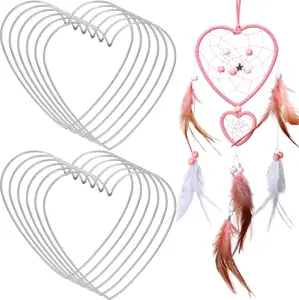 12 Pieces Heart Metal Dream Catcher Dreamcatcher Rings Heart Shaped Catcher Rings Macrame Hoop for Mother Birthday Valentine Day Wedding DIY Craft Wall Hanging Decor(8 Inch)
