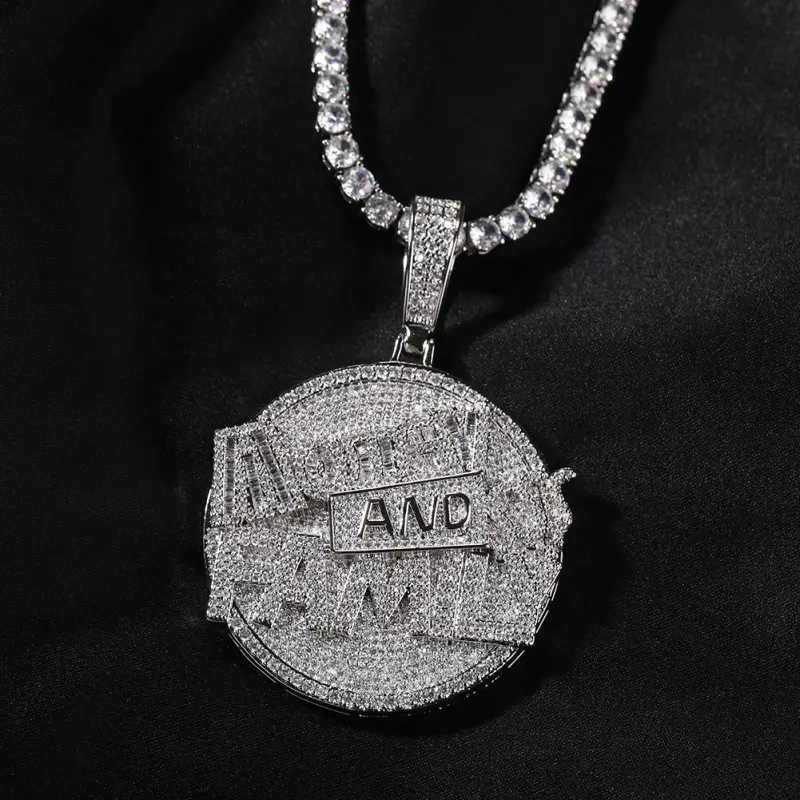 Men's Vintage Copper Medallion Necklace, Round Money and Family Coin Pendant, Hip Hop Motivational Hustler Streetwear Jewelry, Cool Gift