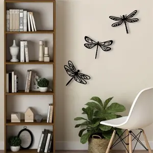 Set of Three Metal Dragonfly Wall Decorations, Outdoor Hanging Art, Versatile Home Decoration for Living Room Bedroom Bathroom, Home Decor Accessory