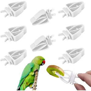 4pcs Bird Cage Food Holder, Parrot Fruit Vegitable Bracket, Pet Feeder Clip Accessory, for Budgie Parakeet Cockatoo Macaw Cockatiel Conure