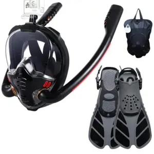 Adult Full Face Anti-Fog Snorkel Mask, Silicone Dual Tube Drysuit Scuba Diving Mask, 180° Panoramic Swimming Goggles