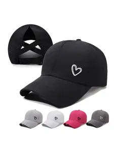 Spring and Summer Outdoor Sports Cross-Back Ponytail Quick-Drying Cap with Breathable Mesh for Sunshade and UV Protection, Cross-Border European and American Baseball Cap, Sports Outdoor Hats