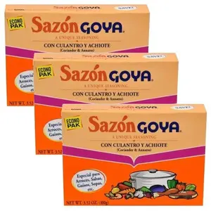 Goya Sazon Con Culantro Y Achiote 3.52 Oz Pack of 3 Goya Sazon Con Culantro Y Achiote 3.52 Oz Pack of 3