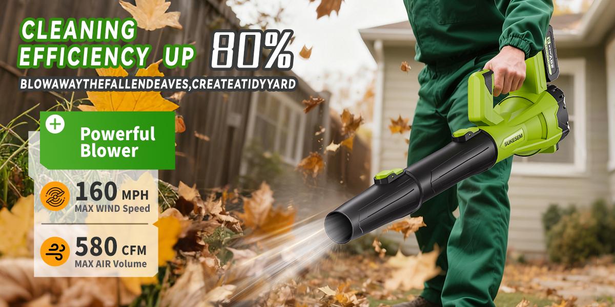 High power wireless leaf blower, equipped with 4.0Ah battery, 6-speed adjustable and extended nozzle, anti slip handle, lightweight design, suitable for lawn care and yard cleaning