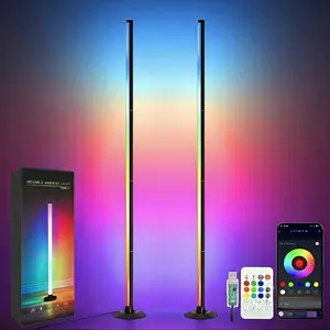 Smart RGB LED Corner Floor Lamp with App & Remote Control, 16M Colors, 68+ Scenes, Music Sync, Timer Setting, Adjustable RGB Lighting for Bedrooms, Gaming Rooms, Modern Mood Lighting