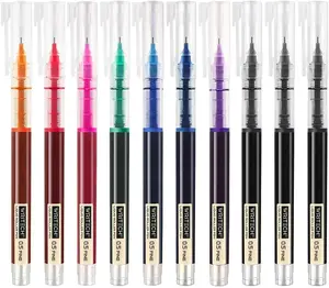 Rolling Ball Pens Quick Dry Ink 0.5 mm Extra Fine Point Pens 10 Pcs Liquid Ink Pen Rollerball Pens Multicolor Ink (Multicolor)