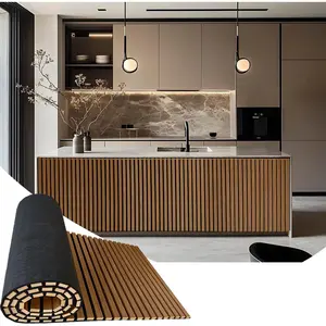 94.5 x 23.6 in Acoustic  Wall Panels, Flexible Soundproof Absorbing Panels, Slat Walls for Interior Wall Decor (Walnut)