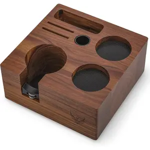 58mm Tamper Station V3 Walnut Portafilter Holder Compact Espresso Organizer with Multi Accessory Storage Espresso Machine Accessories for Coffee Bar