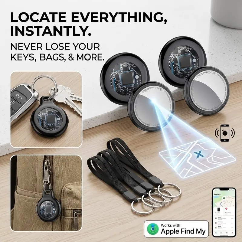 [Tukio] Fall Deals TX02 Mini GPS Tracker for Cars - IP67 Waterproof Portable Tracking Device with Replaceable Battery, Bluetooth, iOS-Only Find My Compatibility, Anti-Lost Functionality, Lost Mode, No Monthly Fees, Share with Up to 5 Borrowers