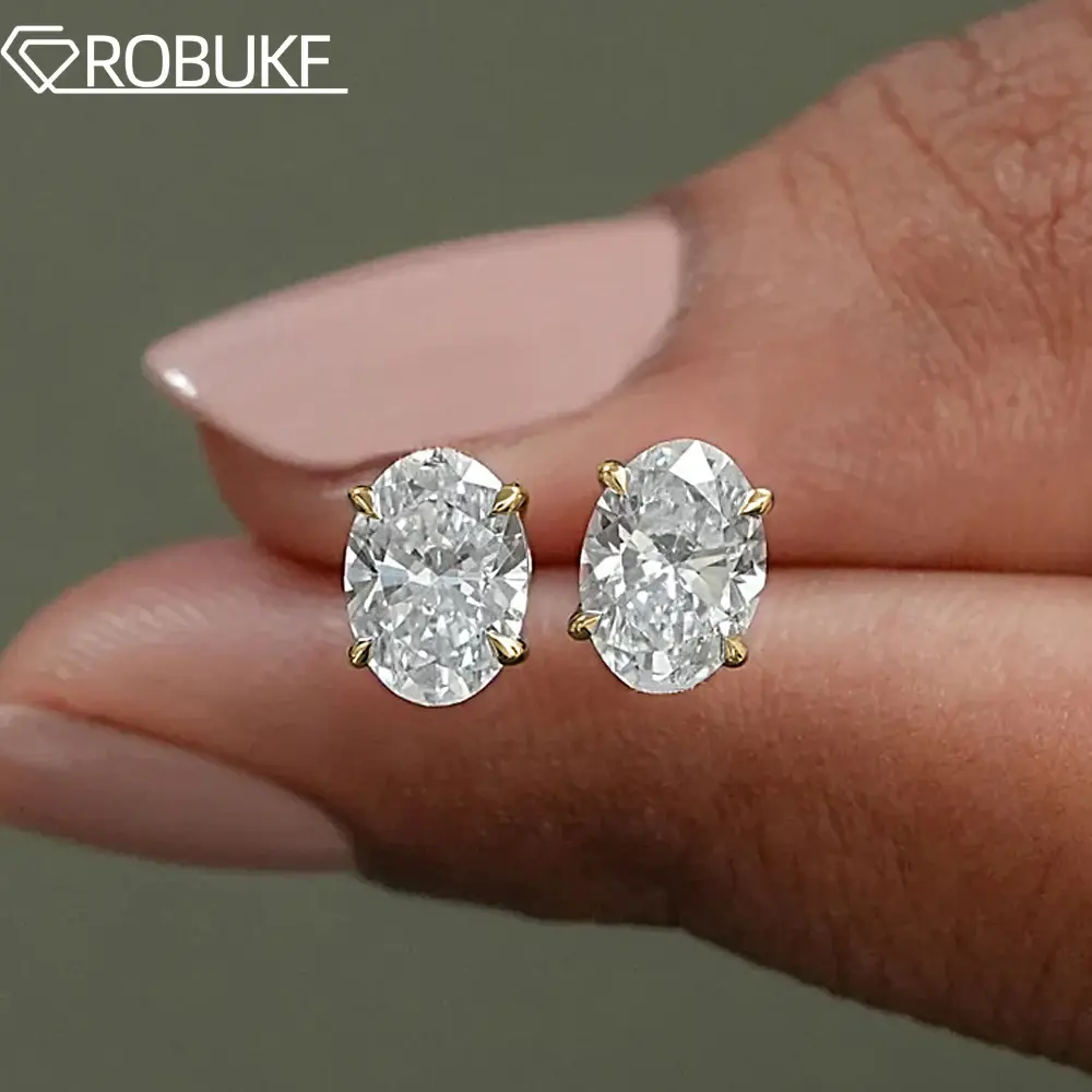 0.5-5ct Oval Cut Moissanite Stud Earring for Women D Color Sparkling Diamond 925 Sterling Silver Ear Studs Party Jewelry Gifts