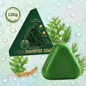 Nature Triangle Shampoo Bar 120g Usman Grass Formula for All Hair Types Strengthens & Smooths Hair 3 Pack with Usman Herb & Ginseng Extracts Travel-Friendly Body Care Cosmetic