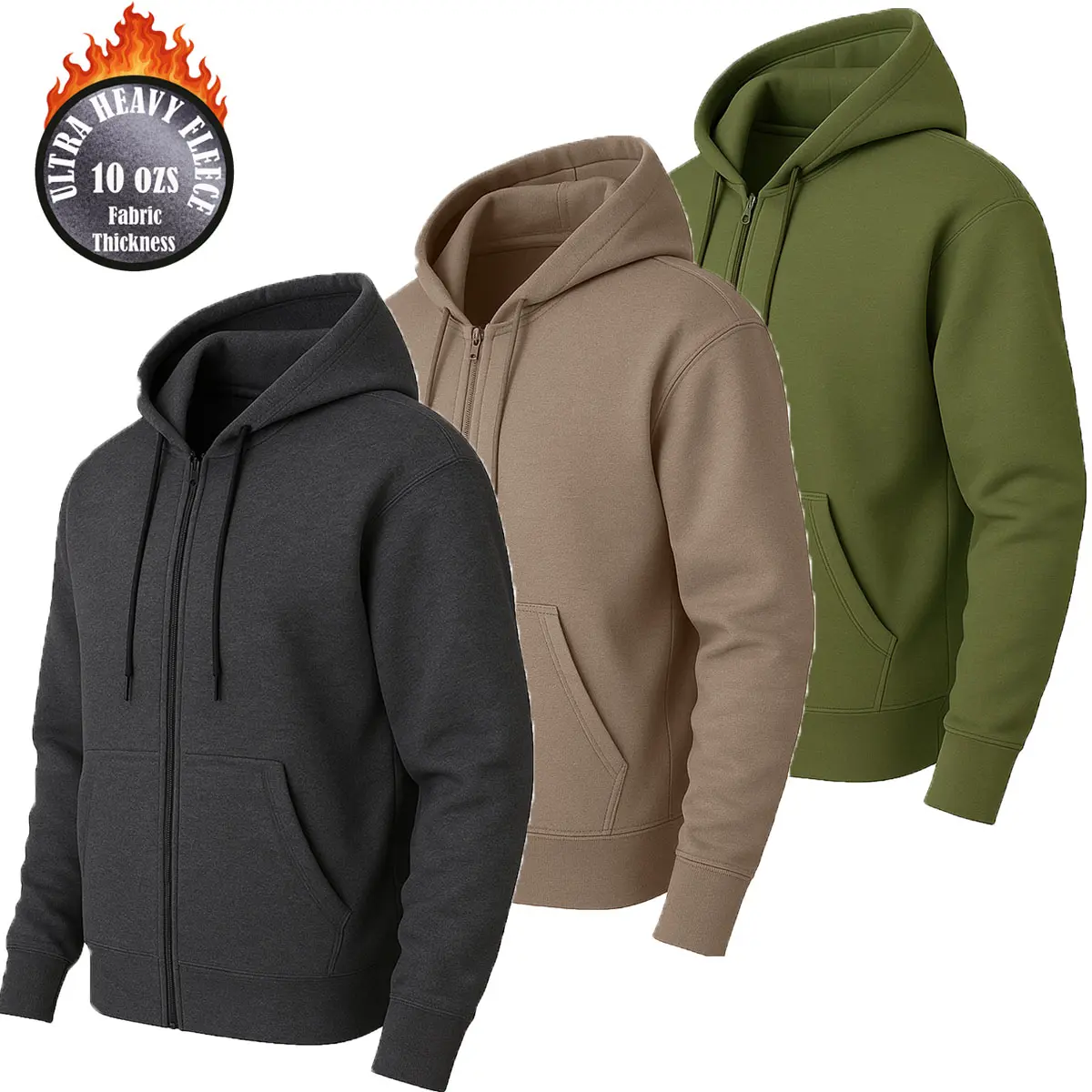 Men's 3 Pack Heavyweight (10 ) Fleece Lined Zip & Pullover Hoodies, Piece and Everyday Favorite, EverydayLook, AllDayWear, ComfortFit, RelaxedStyle, MustHaveBasics, ModernStyle, 2026 Trendy