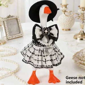 1 set 7-inch Mini Table Goose Princess Costume, Elegant Christmas Mini Goose Costume Set, Festive Party & Home Tabletop Decor, Cute Goose Outfit for Holiday Displays, Mini Porch Goose Clothes