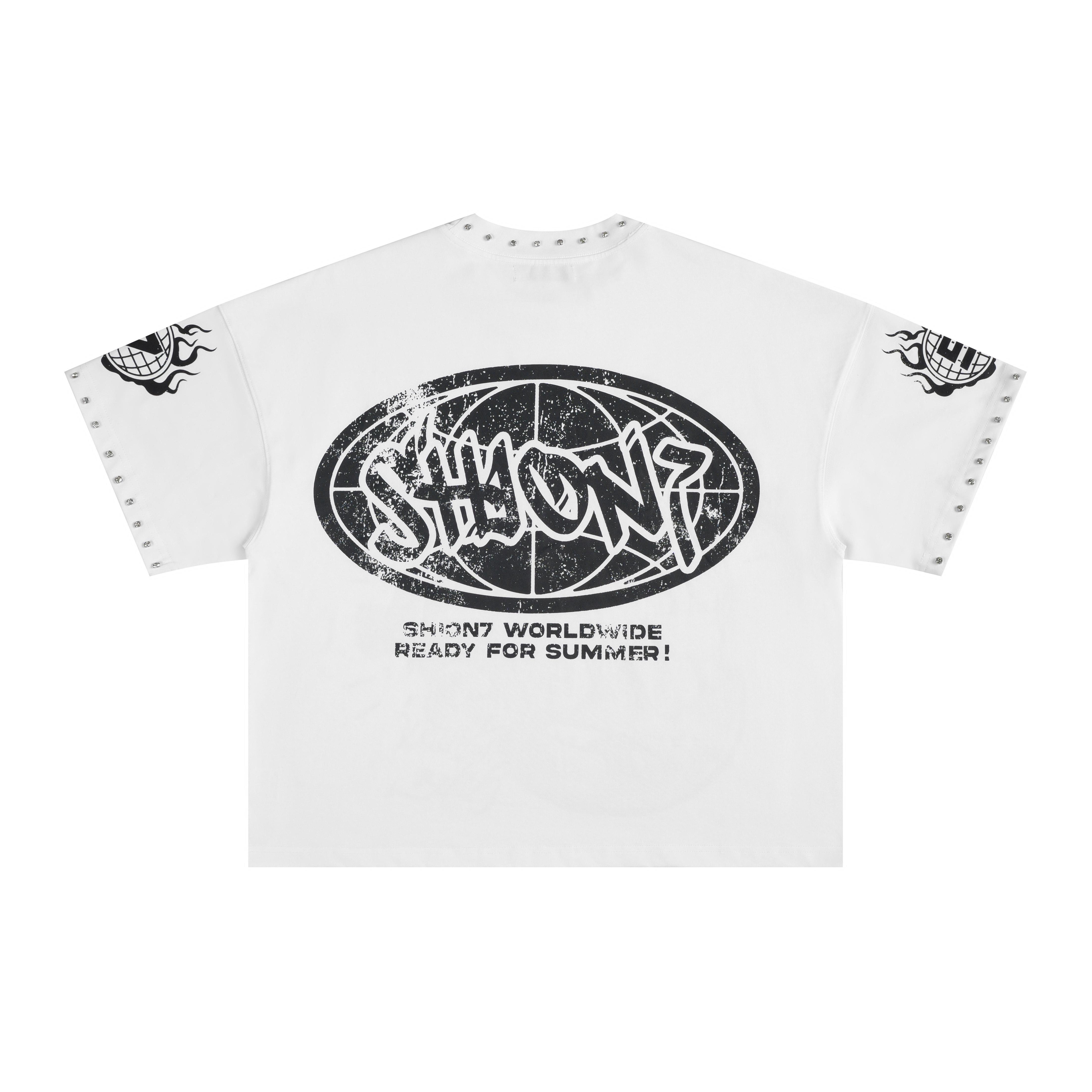 100% Cotton Tee, Rhinestones Casual Over-sized Money Cartoon Graphic T-Shirt Men Streetwear Hip Hop Top