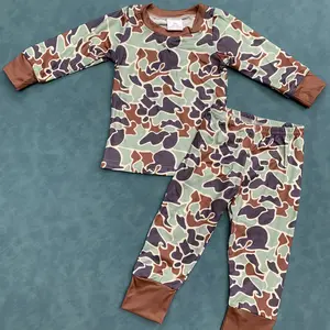 Brown camouflage baby boy long sleeve pajamas