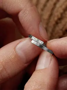 Elegant "TRUST GOD" Adjustable Two-Layer Stainless Steel Ring, Free Size All-Season, Valentine'S Day for Women and Men Jewelry, Engraved Ring
