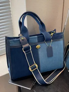 Fashionable Patchwork Tote Bag, Contrast Color Stitching Crossbody Bag, Large Capacity Shoulder Bag for Women, Trendy All-match Bag for Daily Use, Denim Crossbody Bags, Denim Shoulder Purse