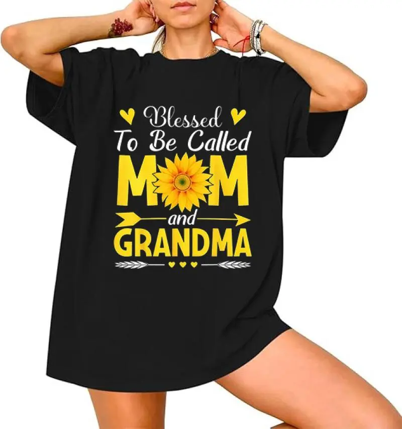 100% Cotton Blessed To Be Called Mom And Grandma Cool Mother's Day Mom T-Shirt