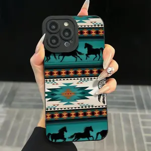 Horse Pattern Phone Case, Soft TPU Durable Cellphone Protective Case, Total Protective Shockproof Mobile Phone Cover for iPhone