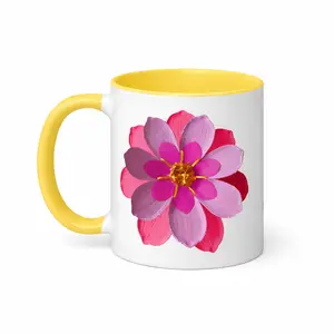 Flower Mug with Color Inside – Ceramic Coffee Cup, Glossy Interior Mug, Everyday Drinkware