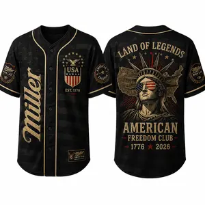 American Freedom Baseball Jersey, 1776–2026 Patriotic Button Up Shirt, Vintage USA Beer Inspired Game Day Apparel For Men Women