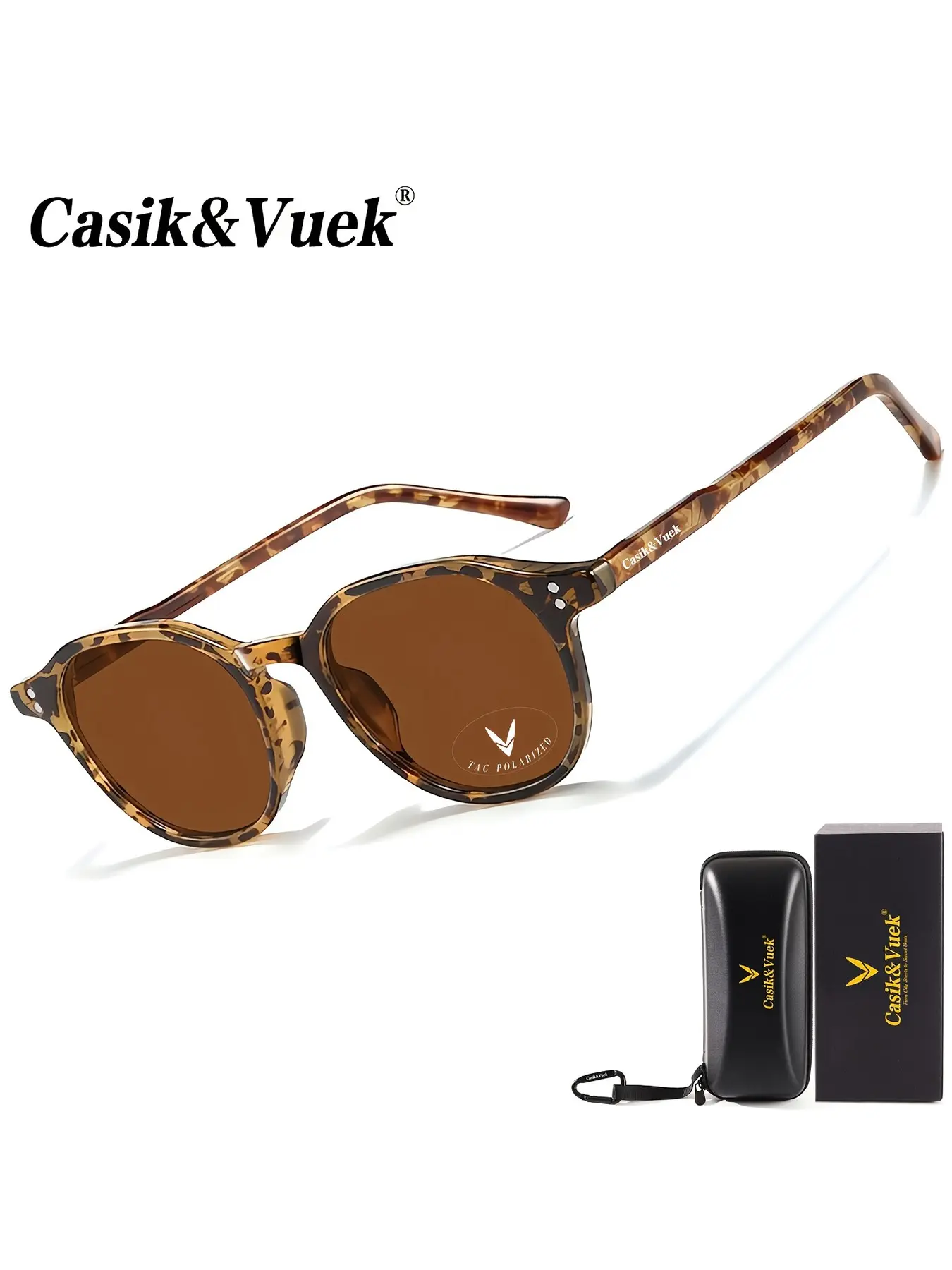 Casik&vuek Simple Full Frame Oval Unisex Lightweight Durable Sunglasses Tr90 Pin Vu400 Polarized Outdoor Hiking Travel Driving Stylish Glasses
