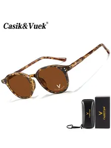 Casik&vuek Simple Full Frame Oval Unisex Sunglasses Tr90 Pin Vu400 Polarized Outdoor Hiking Travel Driving Stylish Glasses