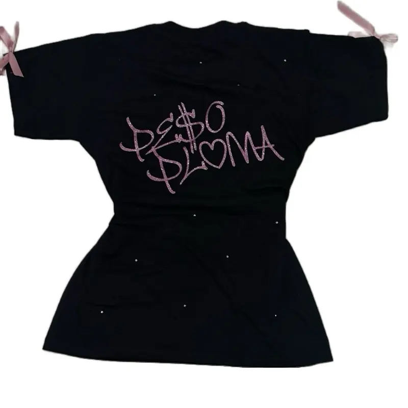 Peso P Full Rhinestone Shirt Glitter Vinyl and Bow