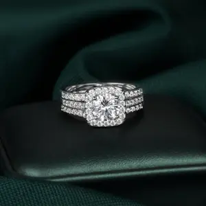Round Cut Classic Three-in-One Pices Set Ring for Women Wedding Engagement Promise Eternity Ring Simple Design promise rings Jewelry Gifts