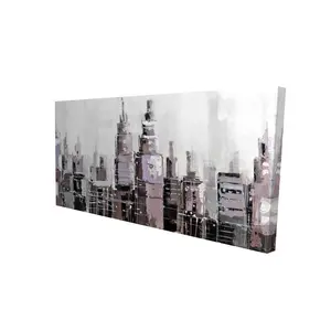Begin Home Decor 2080-2448-CI59 24 x 48 in. Abstract Grayscale Cityscape Canvas - White Bedroom Wall Art