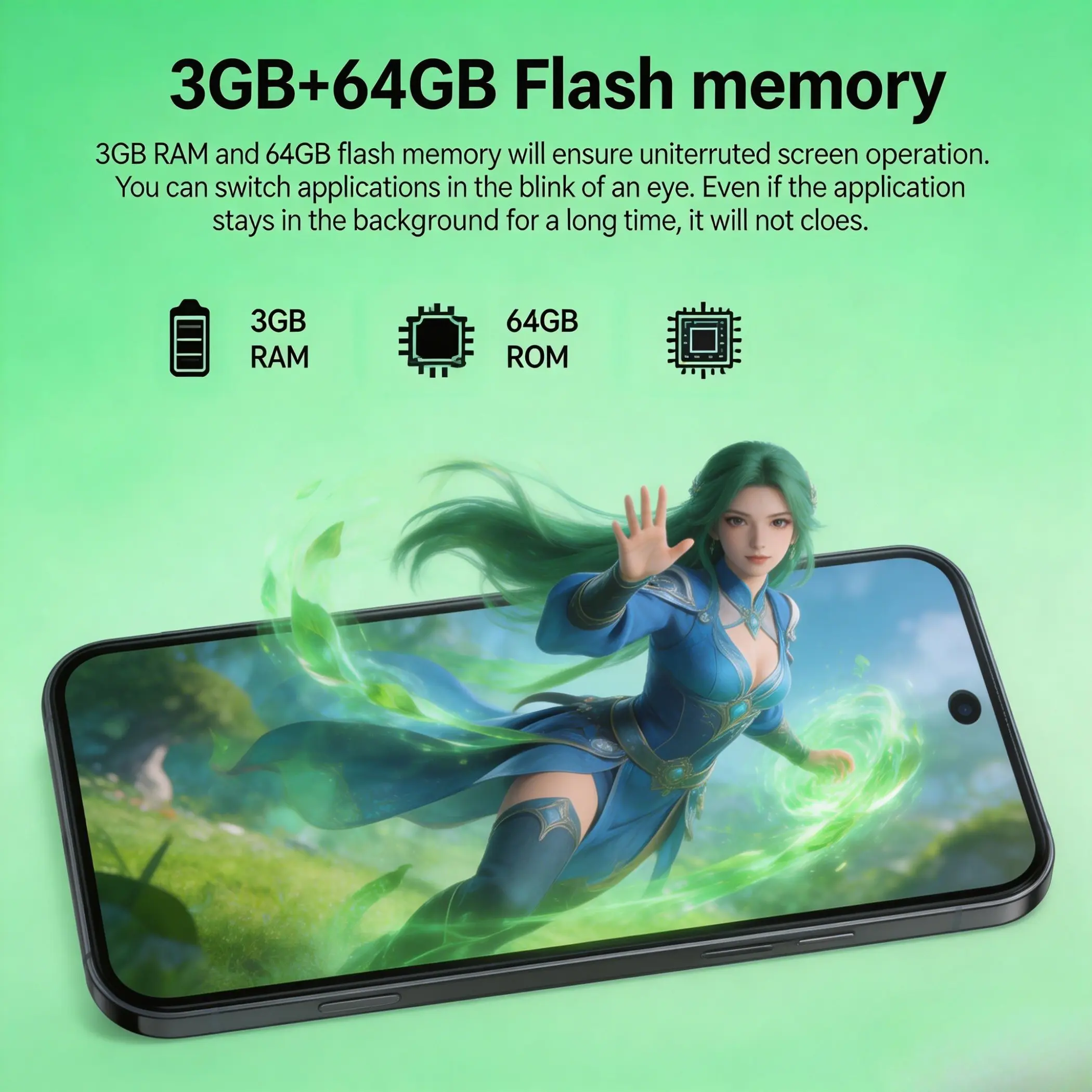 Fashion Slim Smart Phone, android smartphone, 6.8 Inch Large Screen, 4g Full Network, Dual Sim, 3gb+64GB, Android 10 System, USB PD Charging, Type C Cable
