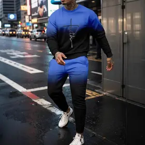 2pcs Men's Casual Letter Tie Dye Print Raglan Sweatshirt And Sweatpants Set Clothes Topwomen's clothing