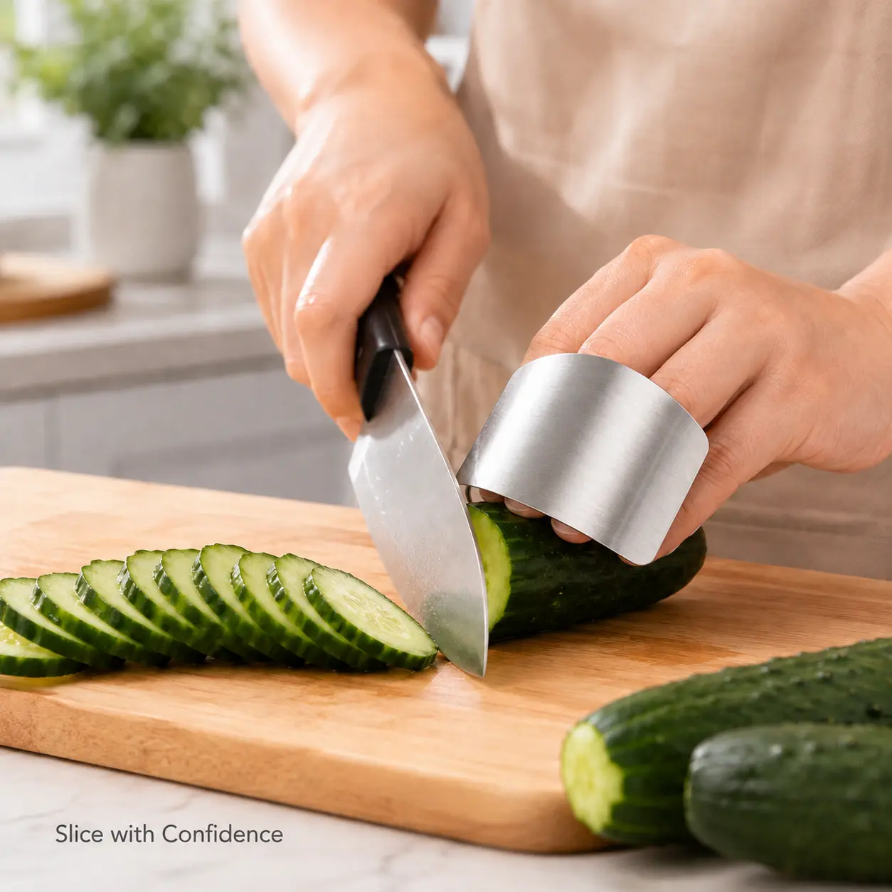 Stainless Steel Finger Guards for Cutting, 2-Piece Kitchen Utensils Knife Protector for Dicing, Slicing Food - MM2