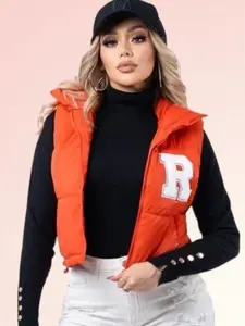 Women's Solid Color Casual Fall Winter Vest, Fitted Long Sleeve Baseball Vest, Versatile Plain Knit Waistcoat for Ladies