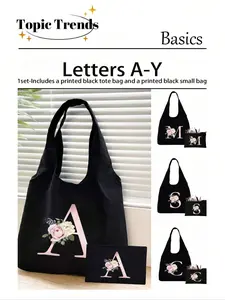 Y2K Set Includes Printed Handbag and Small Bag, Multi Functional Bag, Perfect Wedding Bridesmaid Gift, Makeup Bag, Storage Bag, Large Capacity, Portable, Minimalist Tote Bag, Handcrafted Bag